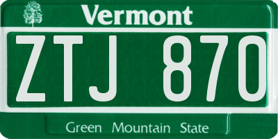 VT license plate ZTJ870
