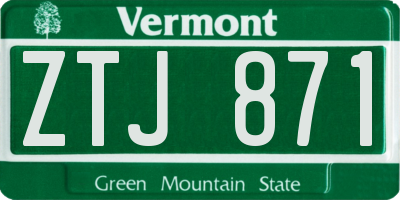 VT license plate ZTJ871