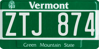 VT license plate ZTJ874