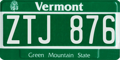 VT license plate ZTJ876