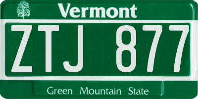 VT license plate ZTJ877