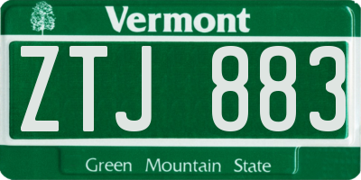 VT license plate ZTJ883