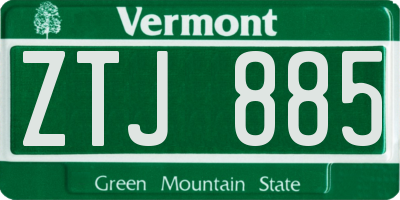 VT license plate ZTJ885