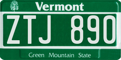 VT license plate ZTJ890