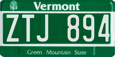 VT license plate ZTJ894