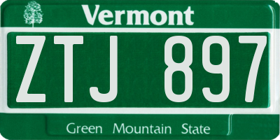 VT license plate ZTJ897