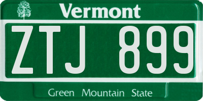 VT license plate ZTJ899