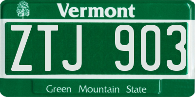VT license plate ZTJ903