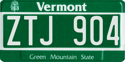 VT license plate ZTJ904