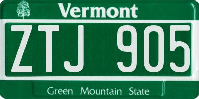 VT license plate ZTJ905