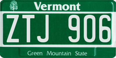 VT license plate ZTJ906