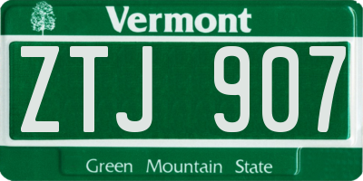 VT license plate ZTJ907