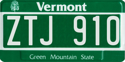 VT license plate ZTJ910