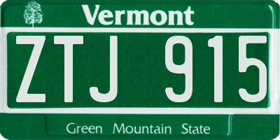VT license plate ZTJ915