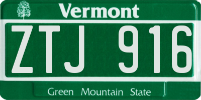 VT license plate ZTJ916