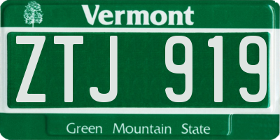 VT license plate ZTJ919