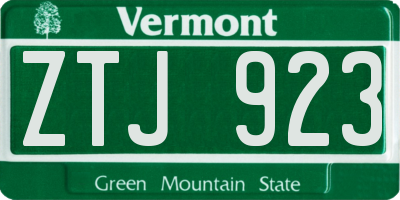 VT license plate ZTJ923