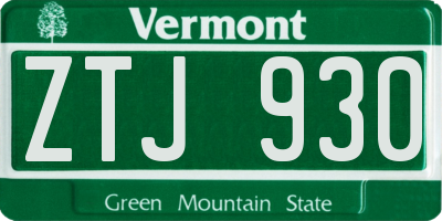 VT license plate ZTJ930