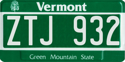 VT license plate ZTJ932