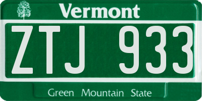 VT license plate ZTJ933