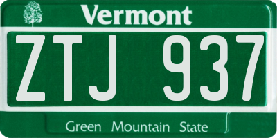 VT license plate ZTJ937