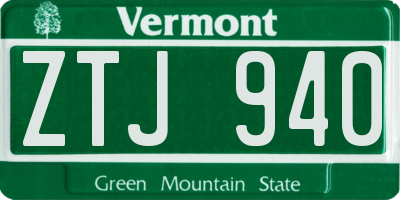 VT license plate ZTJ940