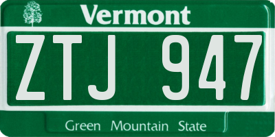 VT license plate ZTJ947