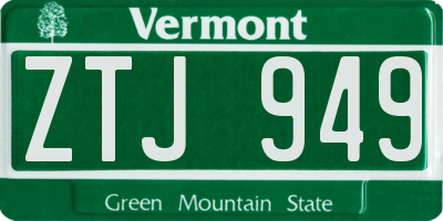 VT license plate ZTJ949