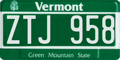 VT license plate ZTJ958