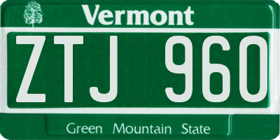 VT license plate ZTJ960