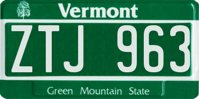 VT license plate ZTJ963