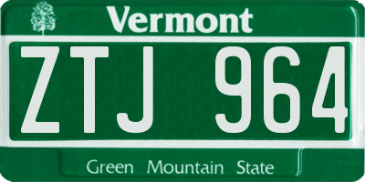 VT license plate ZTJ964