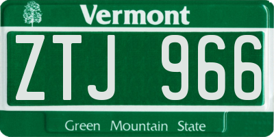 VT license plate ZTJ966