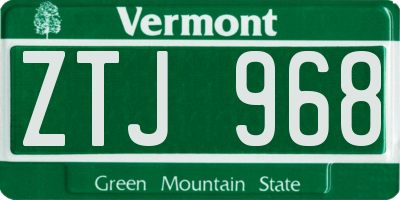 VT license plate ZTJ968