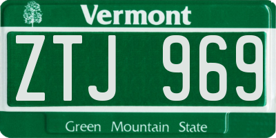 VT license plate ZTJ969
