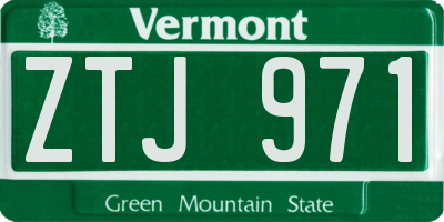 VT license plate ZTJ971