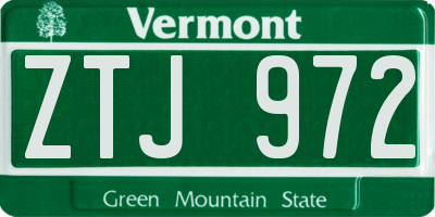 VT license plate ZTJ972