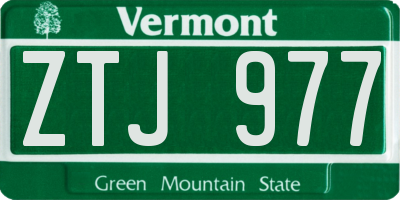VT license plate ZTJ977