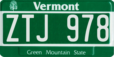 VT license plate ZTJ978