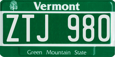 VT license plate ZTJ980
