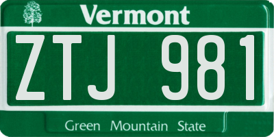 VT license plate ZTJ981