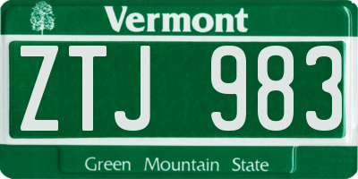 VT license plate ZTJ983