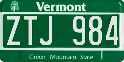 VT license plate ZTJ984