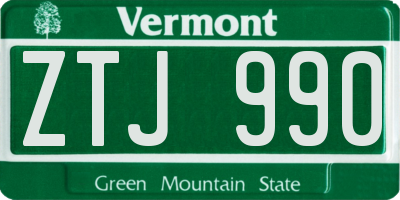 VT license plate ZTJ990