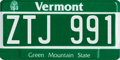 VT license plate ZTJ991