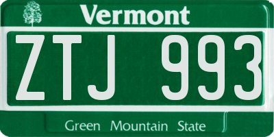 VT license plate ZTJ993