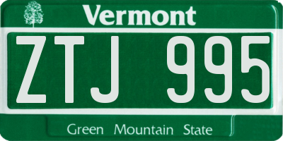VT license plate ZTJ995