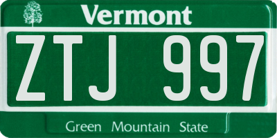 VT license plate ZTJ997