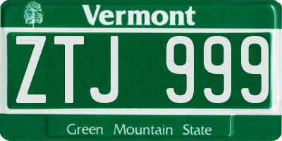 VT license plate ZTJ999