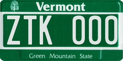 VT license plate ZTK000